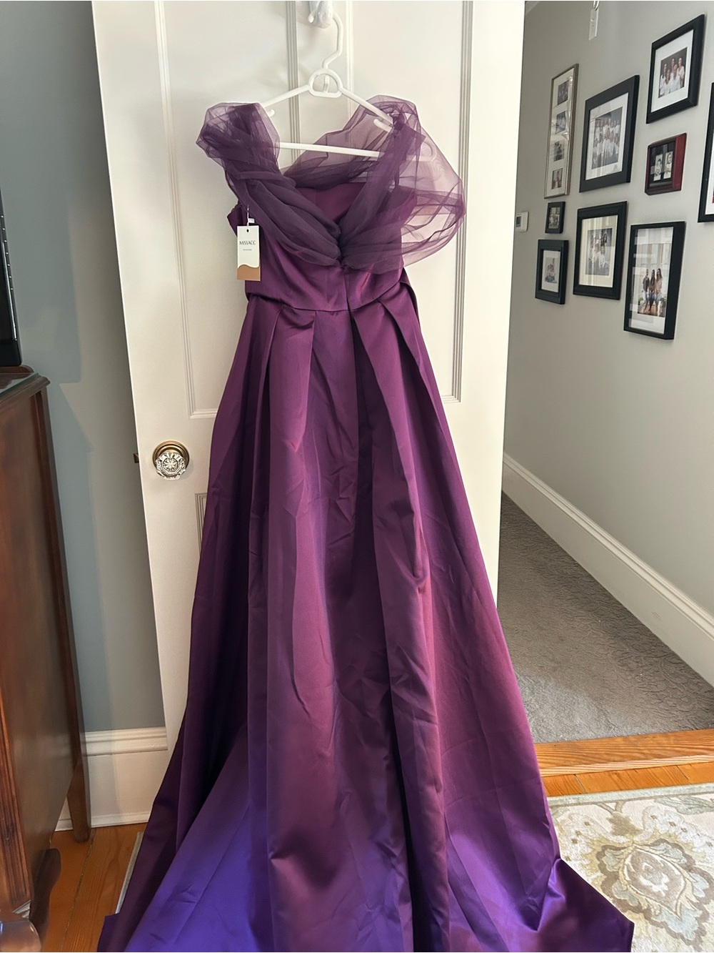 Elegant Purple Strapless Evening Gown